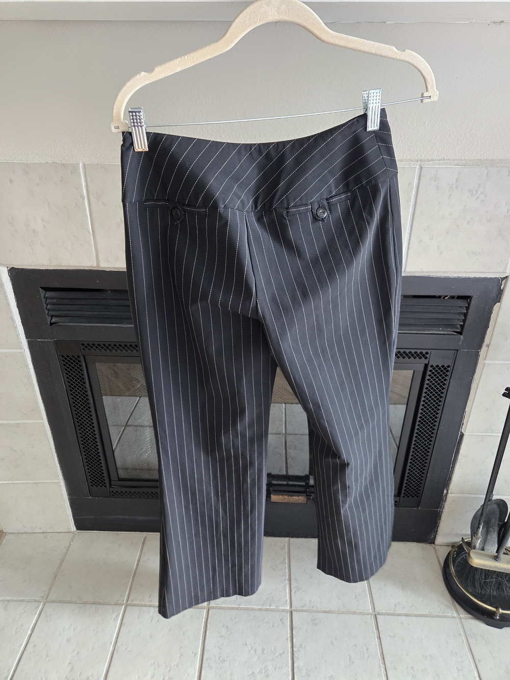 bebe Black Pinstripe Boot-Cut Dress Pants - Picture 4 of 4